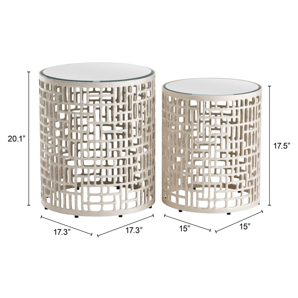 ZUO Reden Side Table Set (2-Piece) Silver