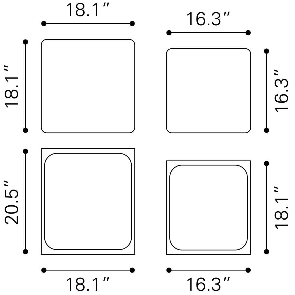 ZUO Brics Side Table Set (2-Piece) Multicolor