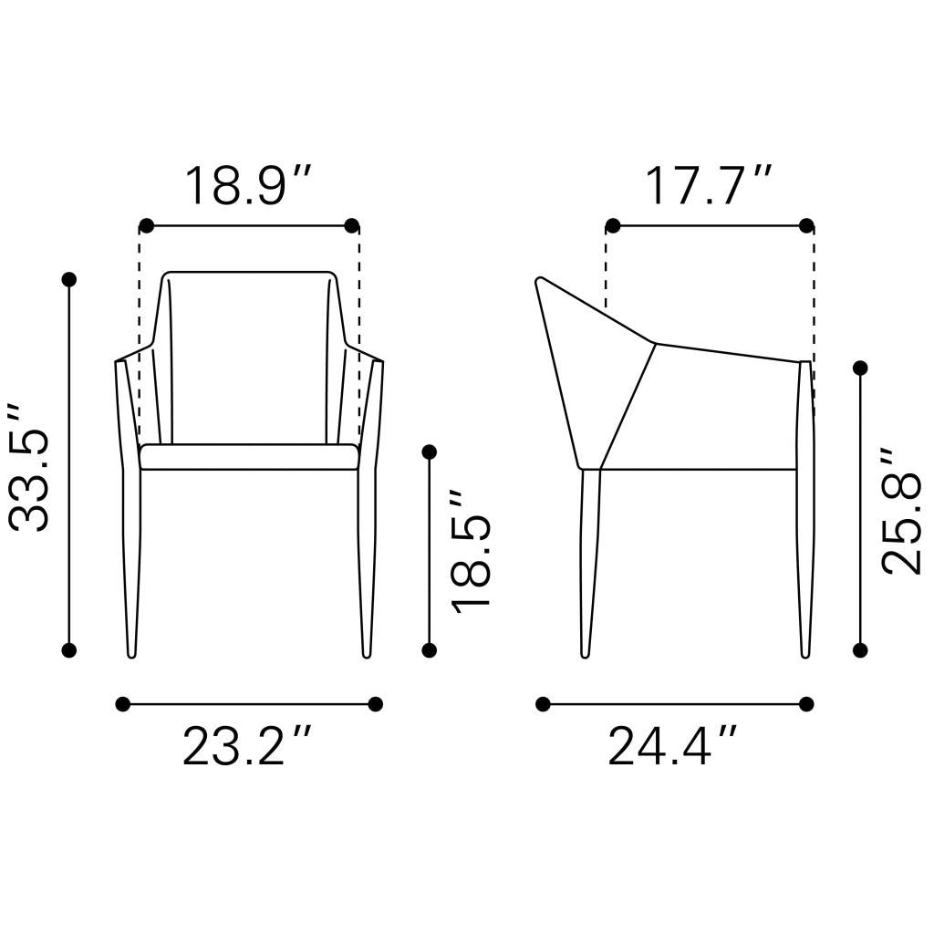 ZUO Andover Dining Chair (Set of 2) Slate Gray