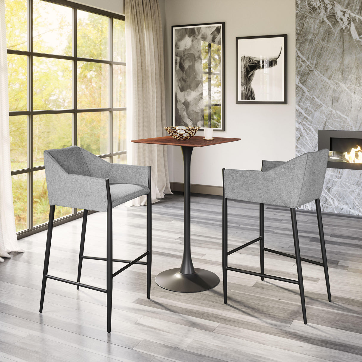 ZUO Andover Barstool Slate Gray