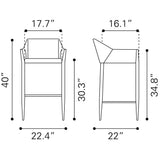 ZUO Andover Barstool Slate Gray