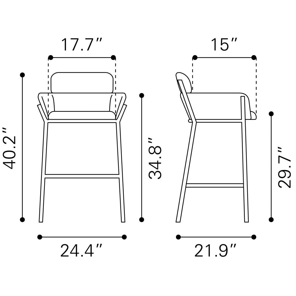 ZUO Bremor Barstool Slate Gray
