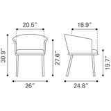 ZUO Garston Dining Chair Brown