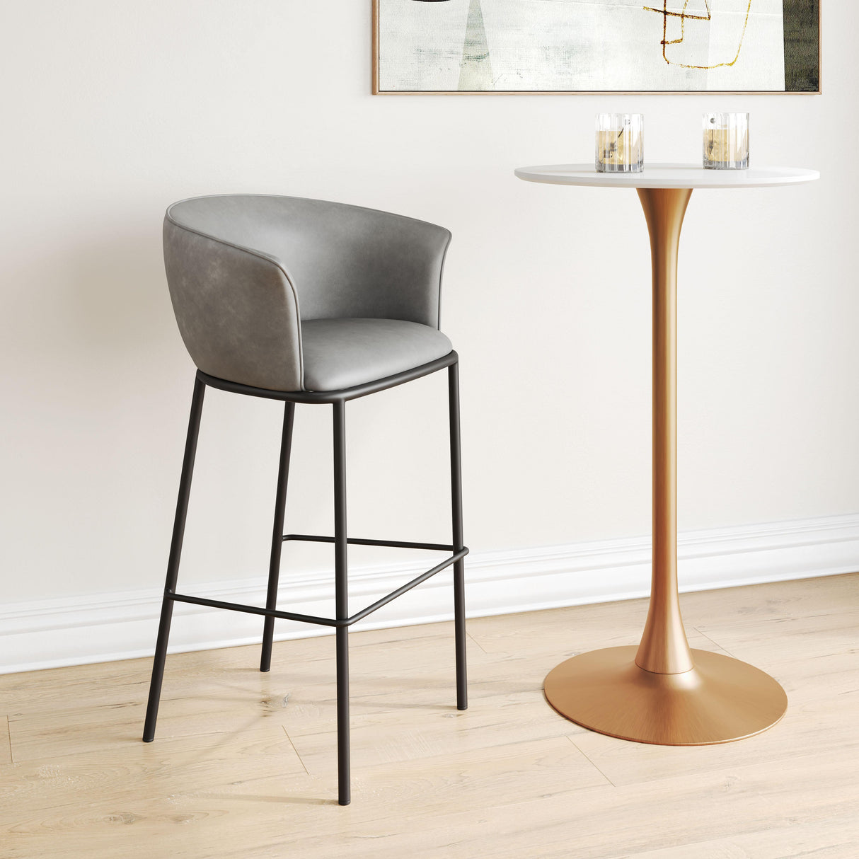ZUO Garston Barstool Gray