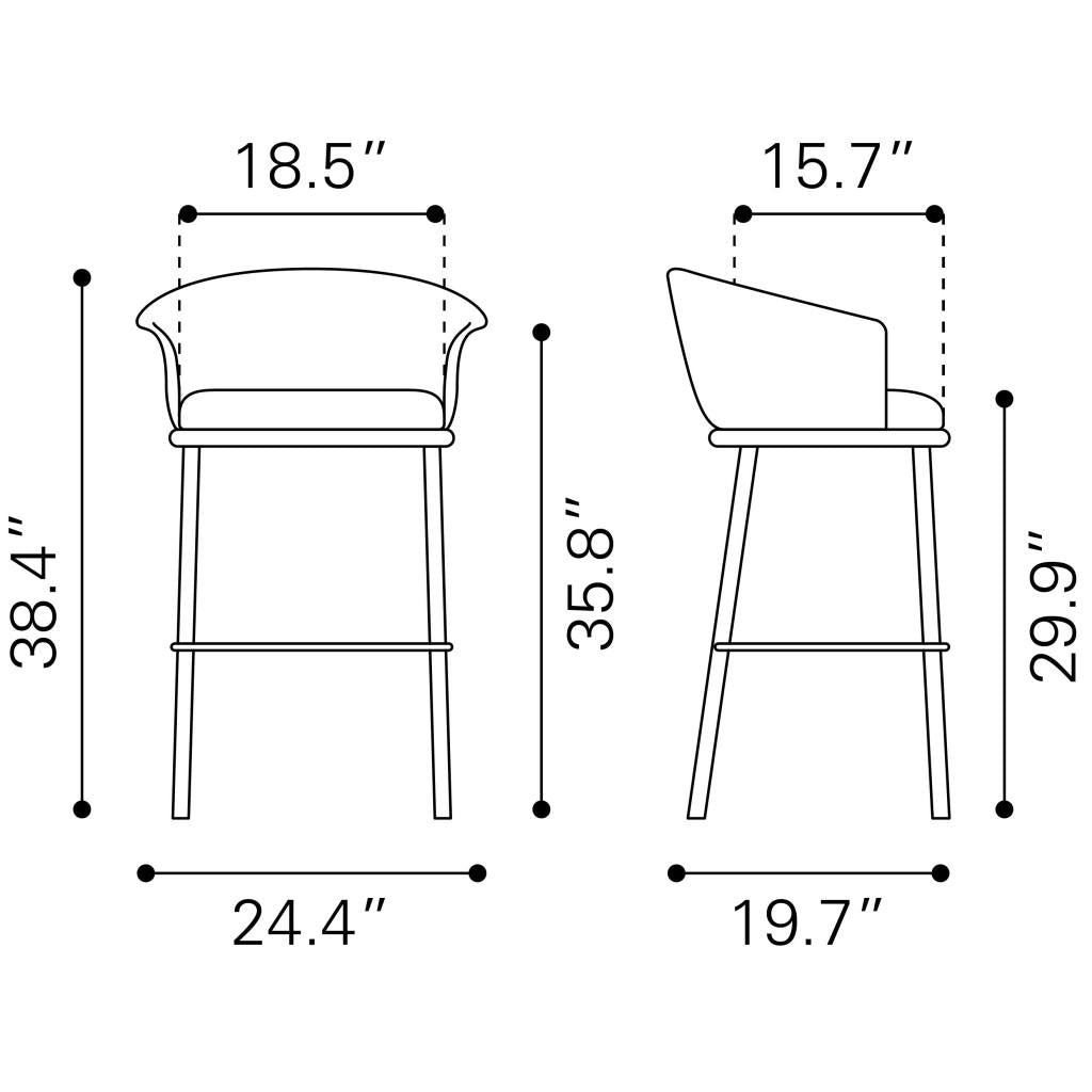 ZUO Garston Barstool Gray