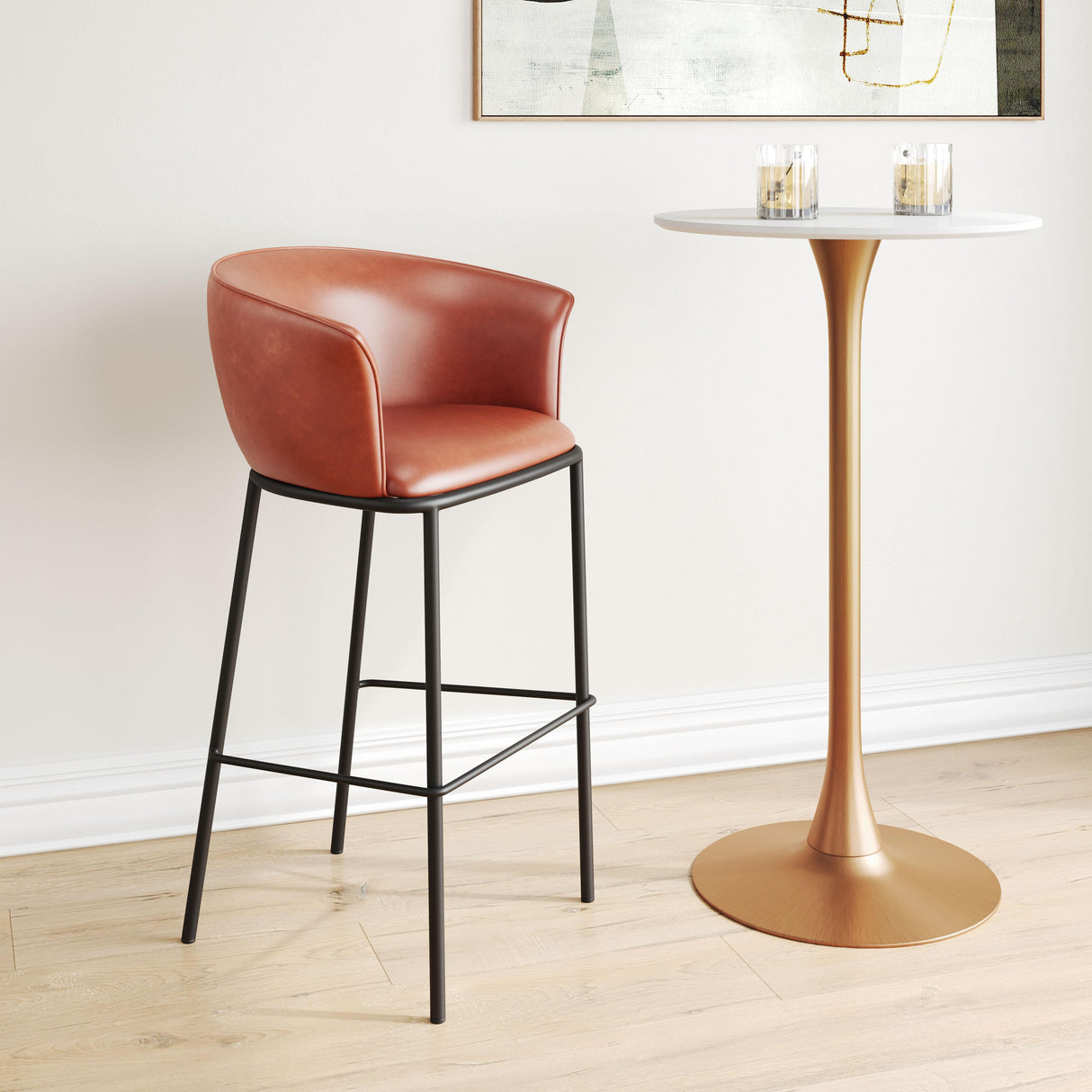 ZUO Garston Barstool Brown