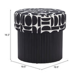 ZUO Boto Storage Ottoman Black & White