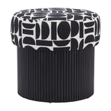 ZUO Boto Storage Ottoman Black & White