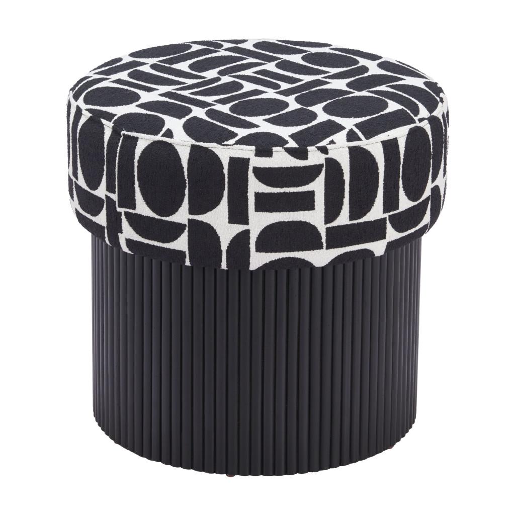 ZUO Boto Storage Ottoman Black & White