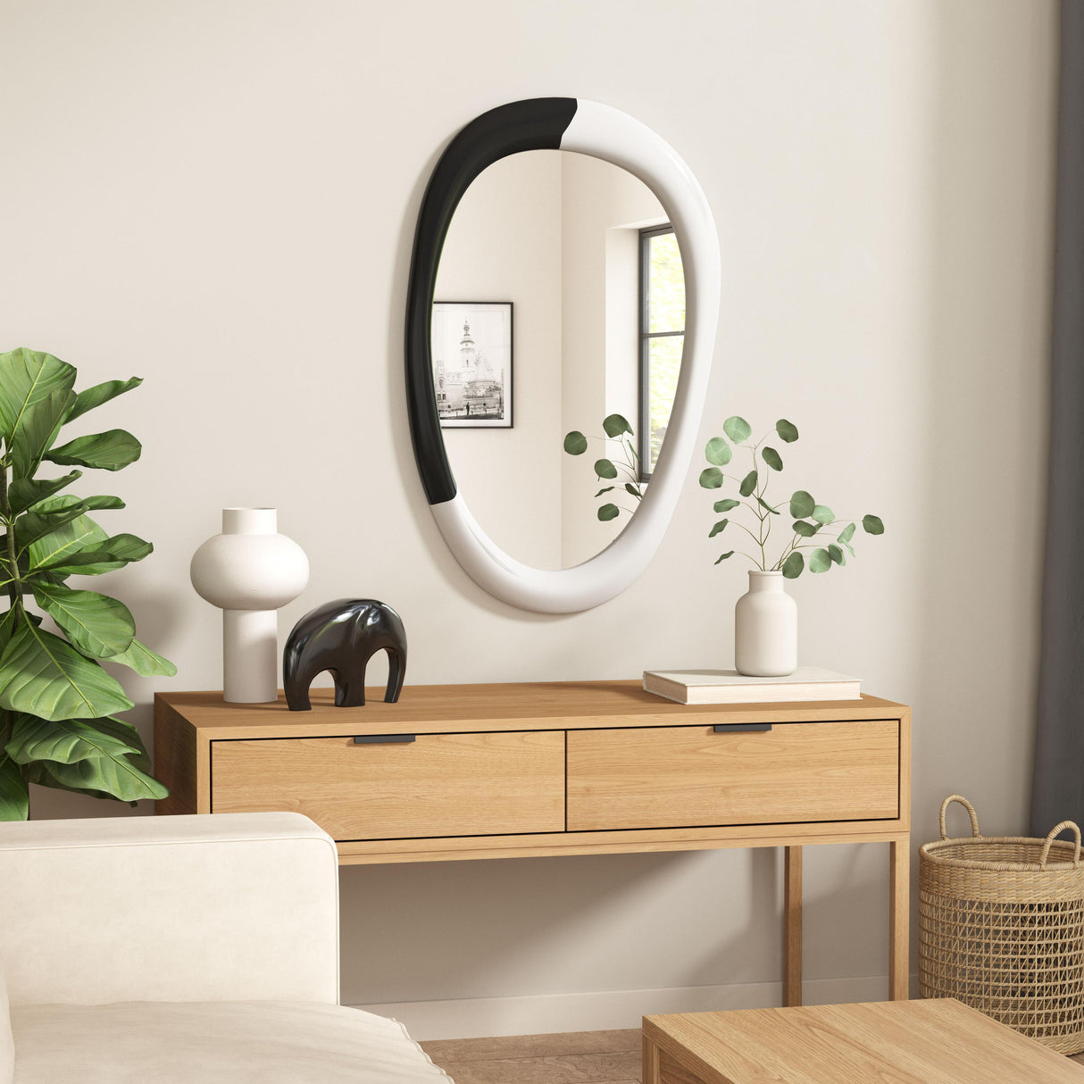 ZUO Muna Mirror White & Black