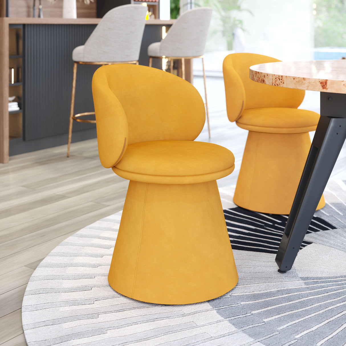 ZUO Oblic Swivel Dining Chair Orange