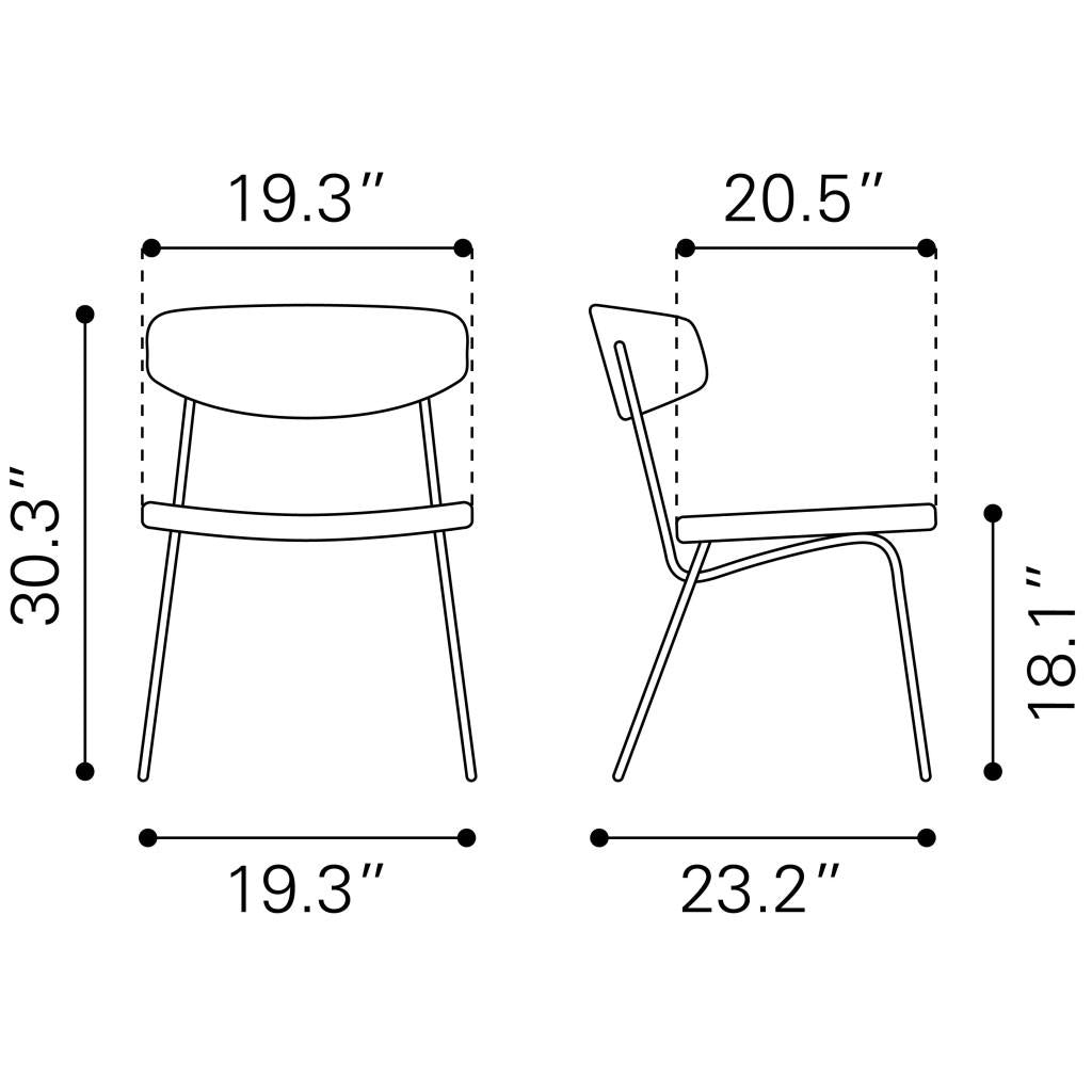 ZUO Charon Dining Chair (Set of 2) Vintage Black