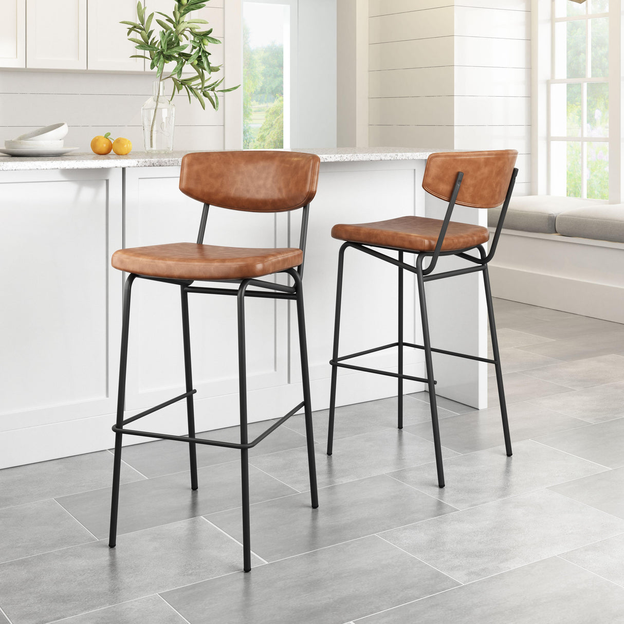 ZUO Charon Barstool (Set of 2) Vintage Brown