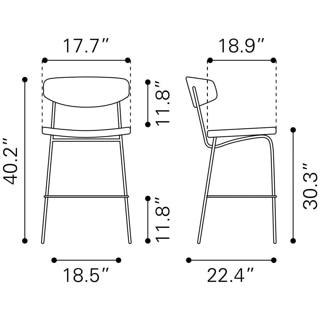 ZUO Charon Barstool (Set of 2) Vintage Brown