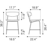 ZUO Charon Counter Stool (Set of 2) Vintage Black