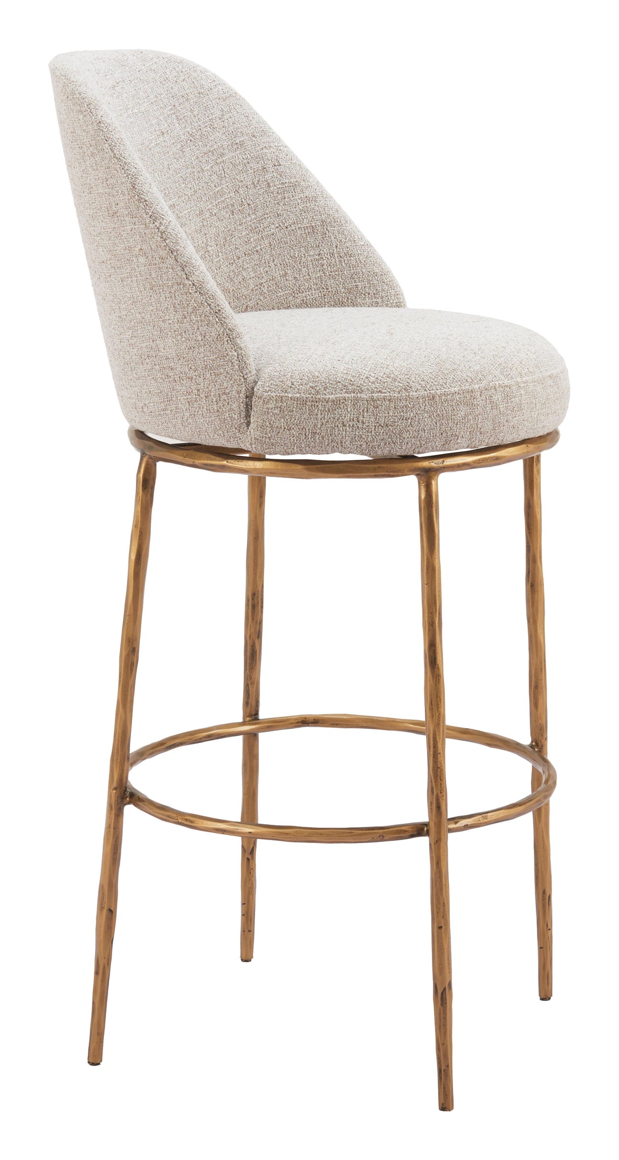 ZUO Nordhavn Swivel Barstool Beige & Gold