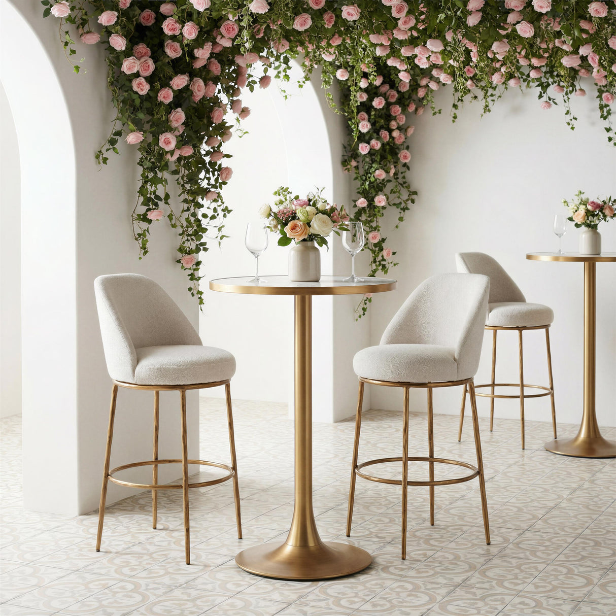 ZUO Nordhavn Swivel Barstool Beige & Gold