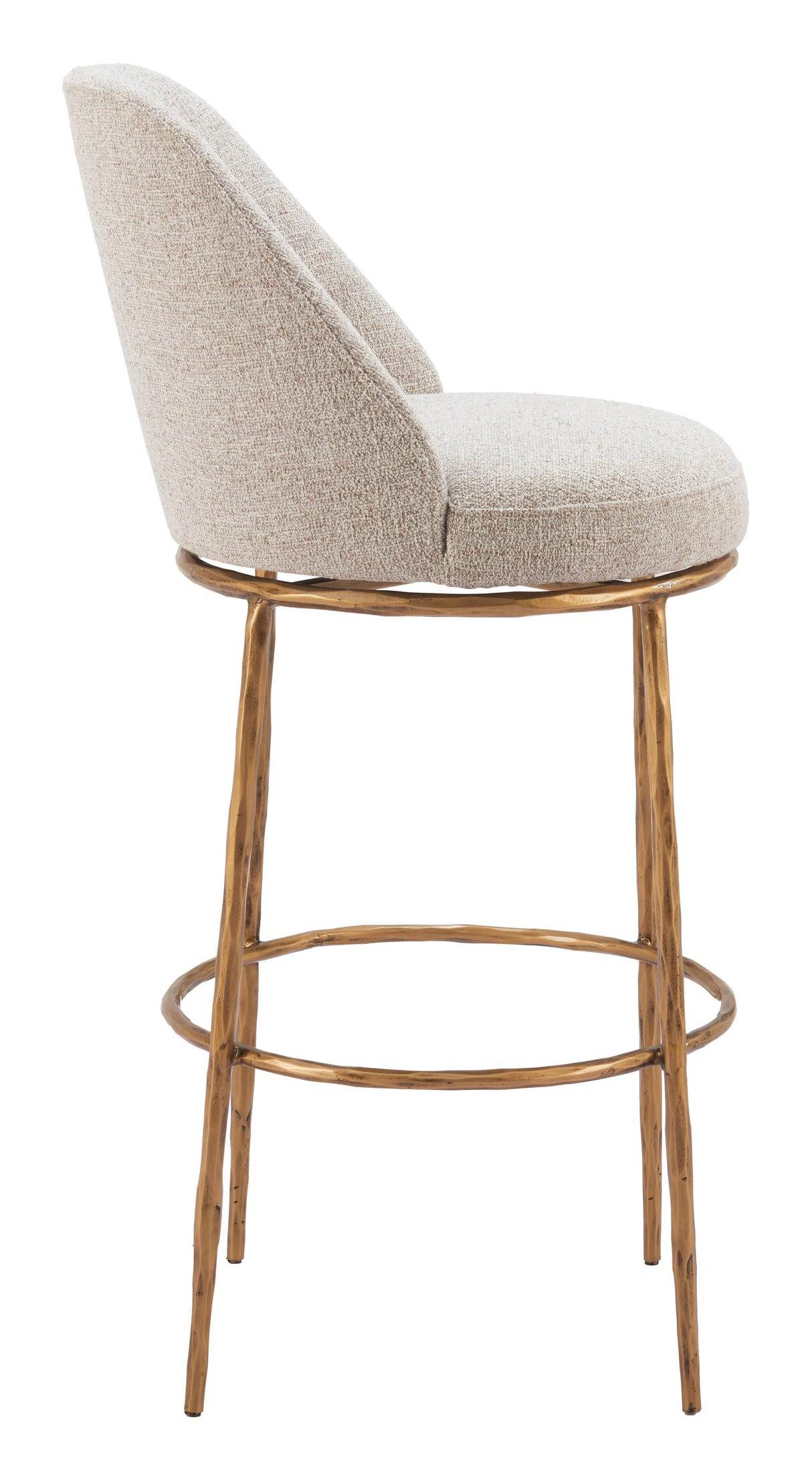 ZUO Nordhavn Swivel Barstool Beige & Gold