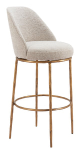 ZUO Nordhavn Swivel Barstool Beige & Gold