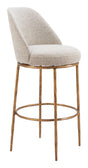 ZUO Nordhavn Swivel Barstool Beige & Gold