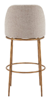 ZUO Nordhavn Swivel Barstool Beige & Gold