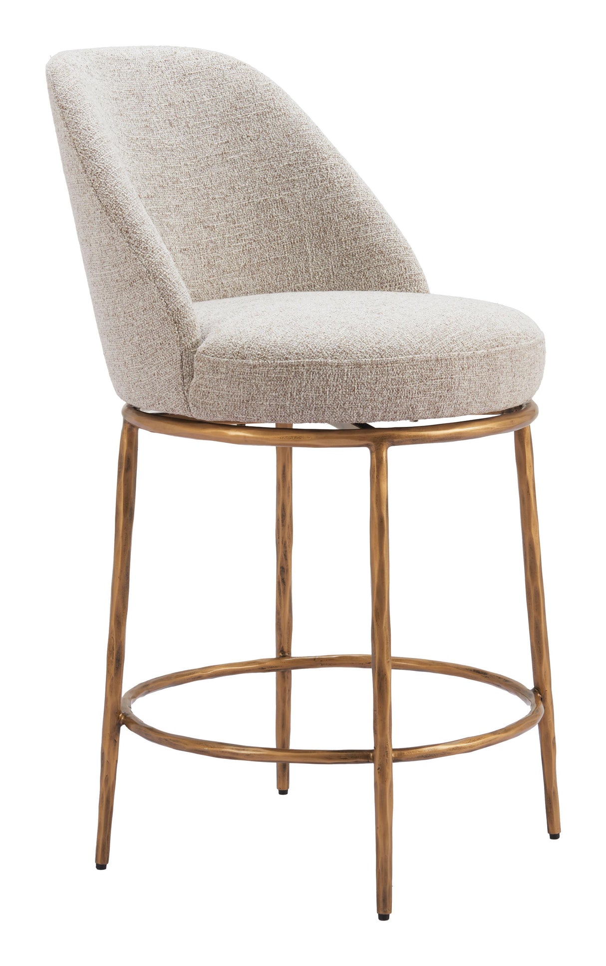 ZUO Nordhavn Swivel Counter Stool Beige & Gold