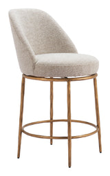 ZUO Nordhavn Swivel Counter Stool Beige & Gold
