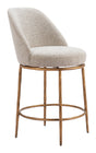 ZUO Nordhavn Swivel Counter Stool Beige & Gold