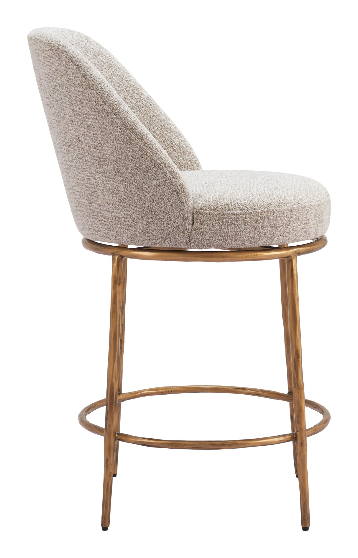 ZUO Nordhavn Swivel Counter Stool Beige & Gold