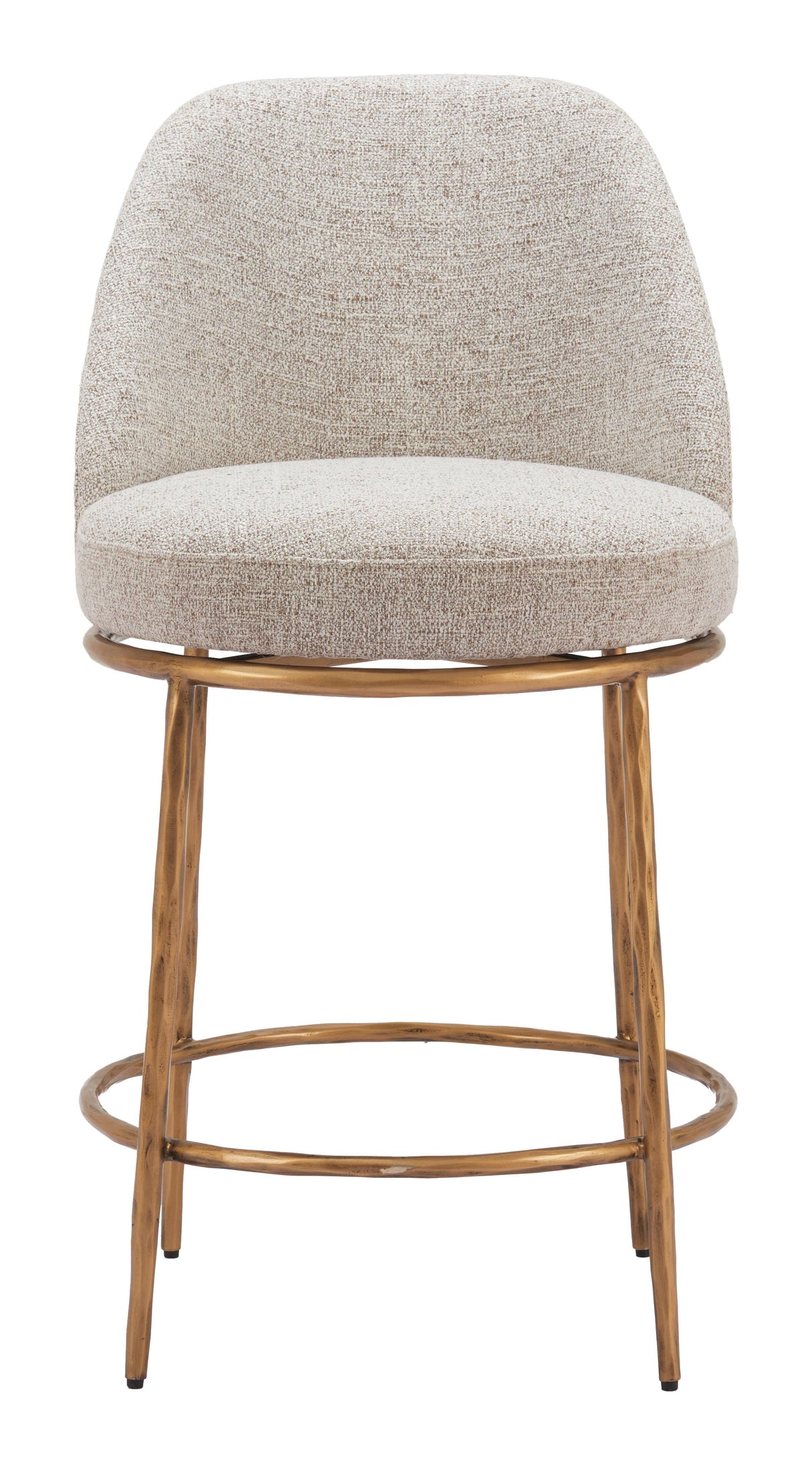 ZUO Nordhavn Swivel Counter Stool Beige & Gold