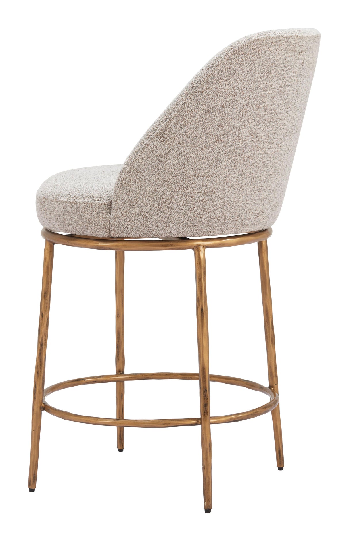 ZUO Nordhavn Swivel Counter Stool Beige & Gold