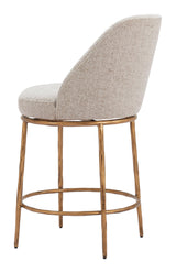 ZUO Nordhavn Swivel Counter Stool Beige & Gold