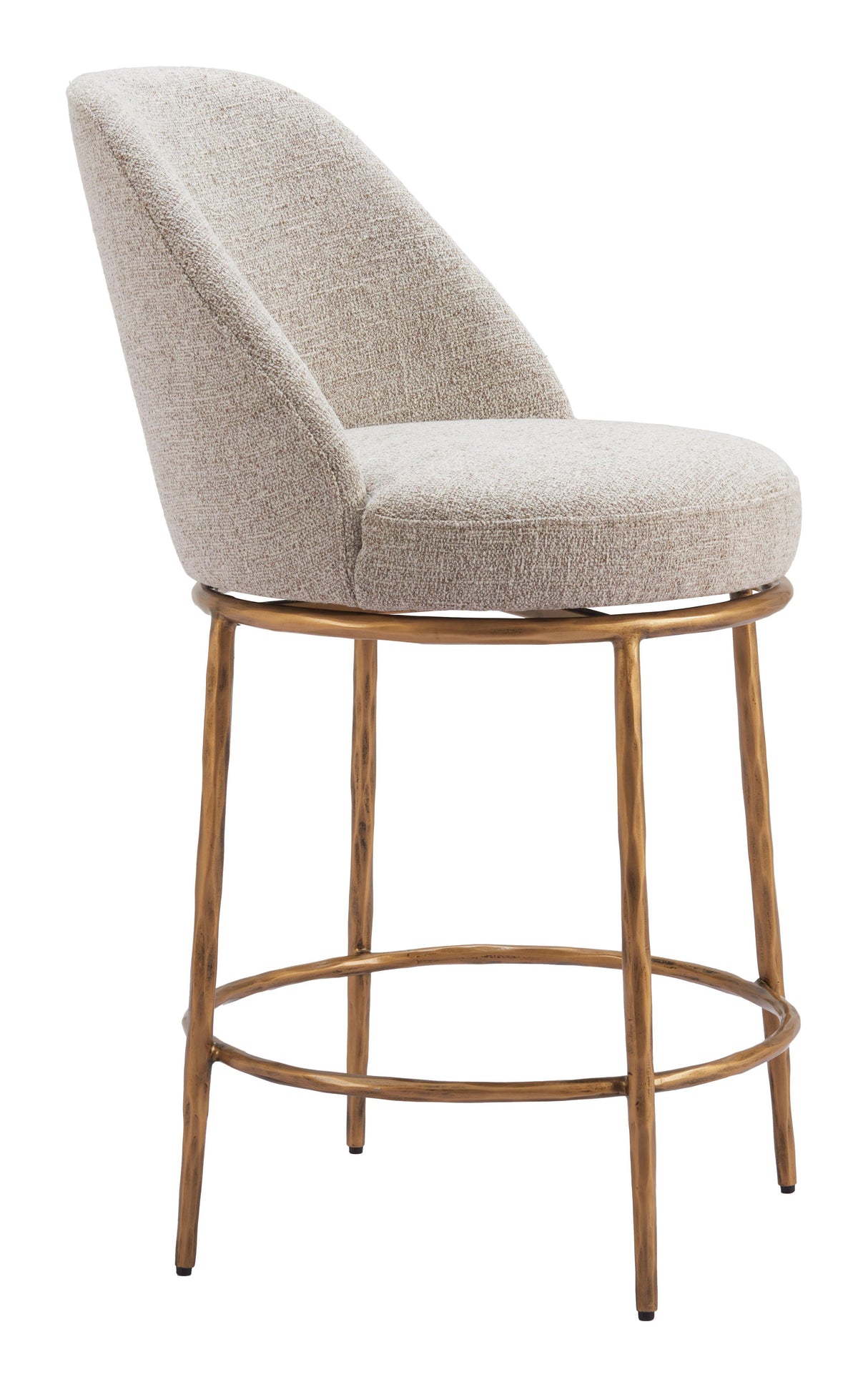 ZUO Nordhavn Swivel Counter Stool Beige & Gold