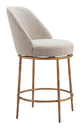 ZUO Nordhavn Swivel Counter Stool Beige & Gold