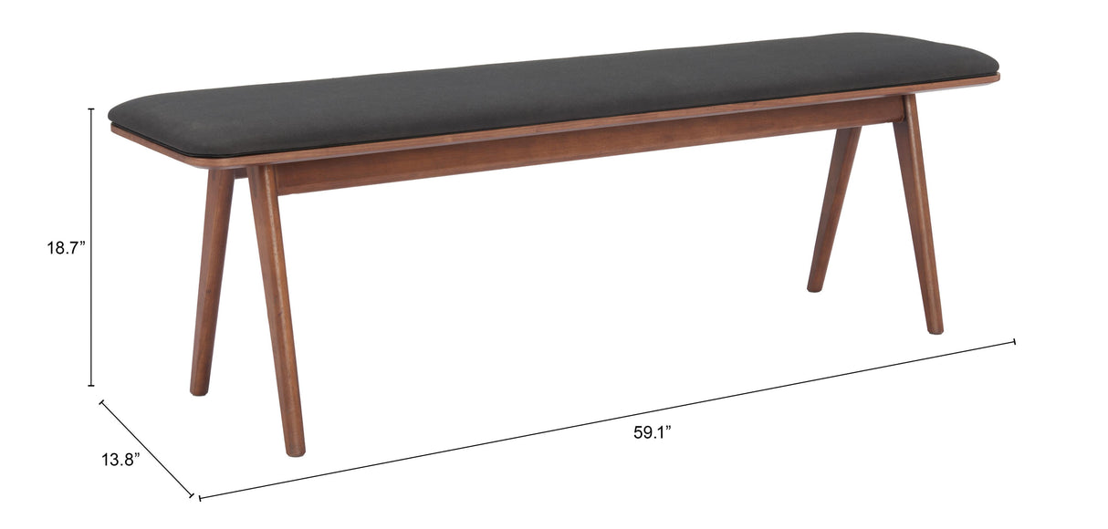 ZUO Kazwali Bench Black & Walnut