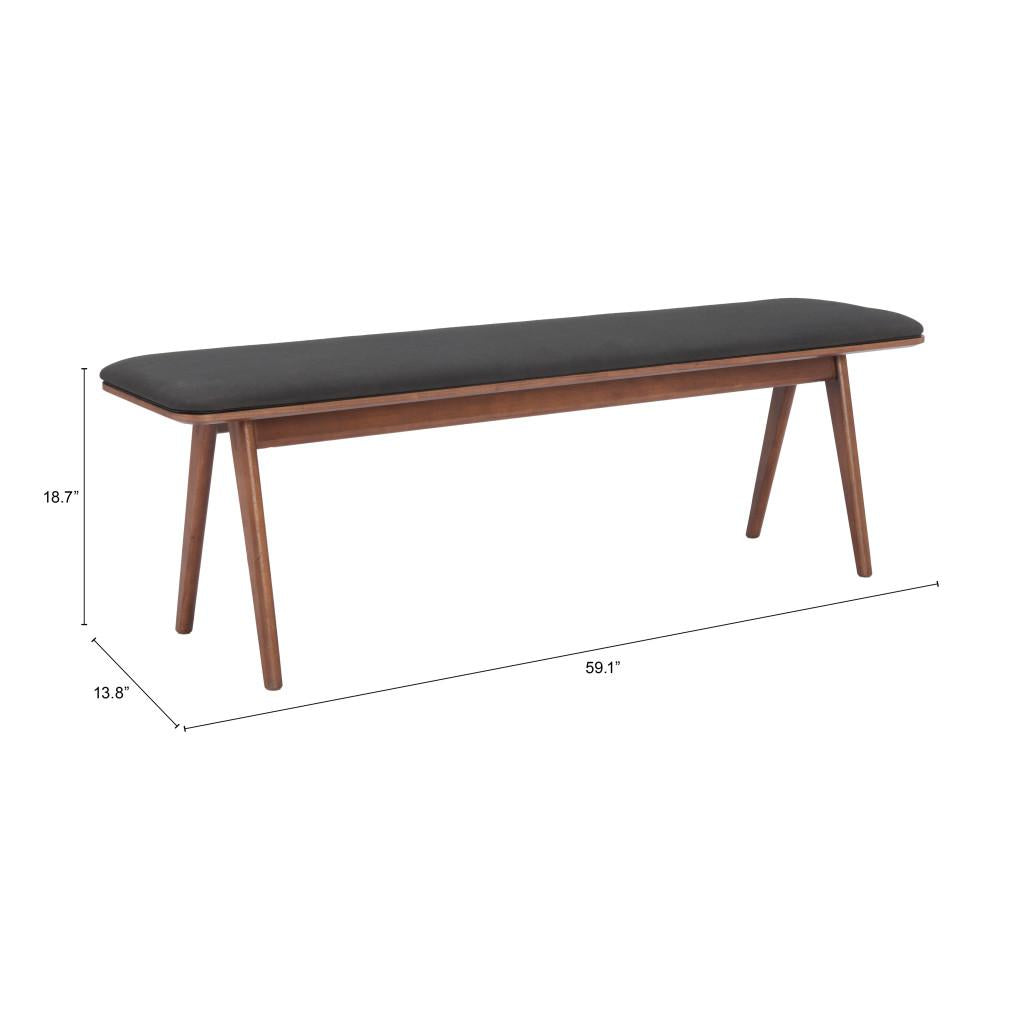 ZUO Kazwali Bench Black & Walnut
