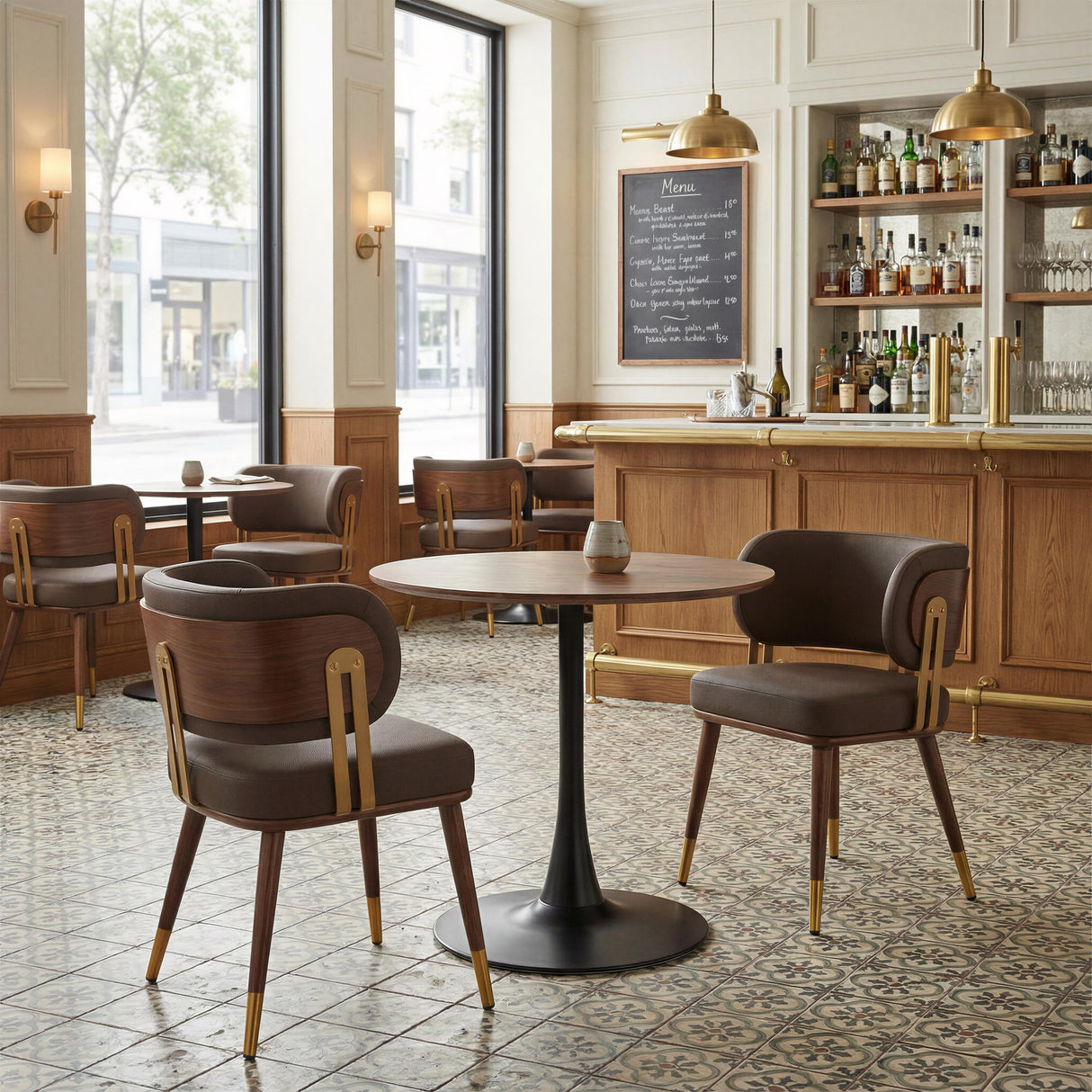 ZUO Brew Dining Chair Brown & Walnut