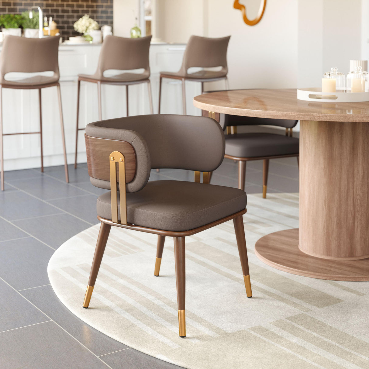 ZUO Brew Dining Chair Brown & Walnut