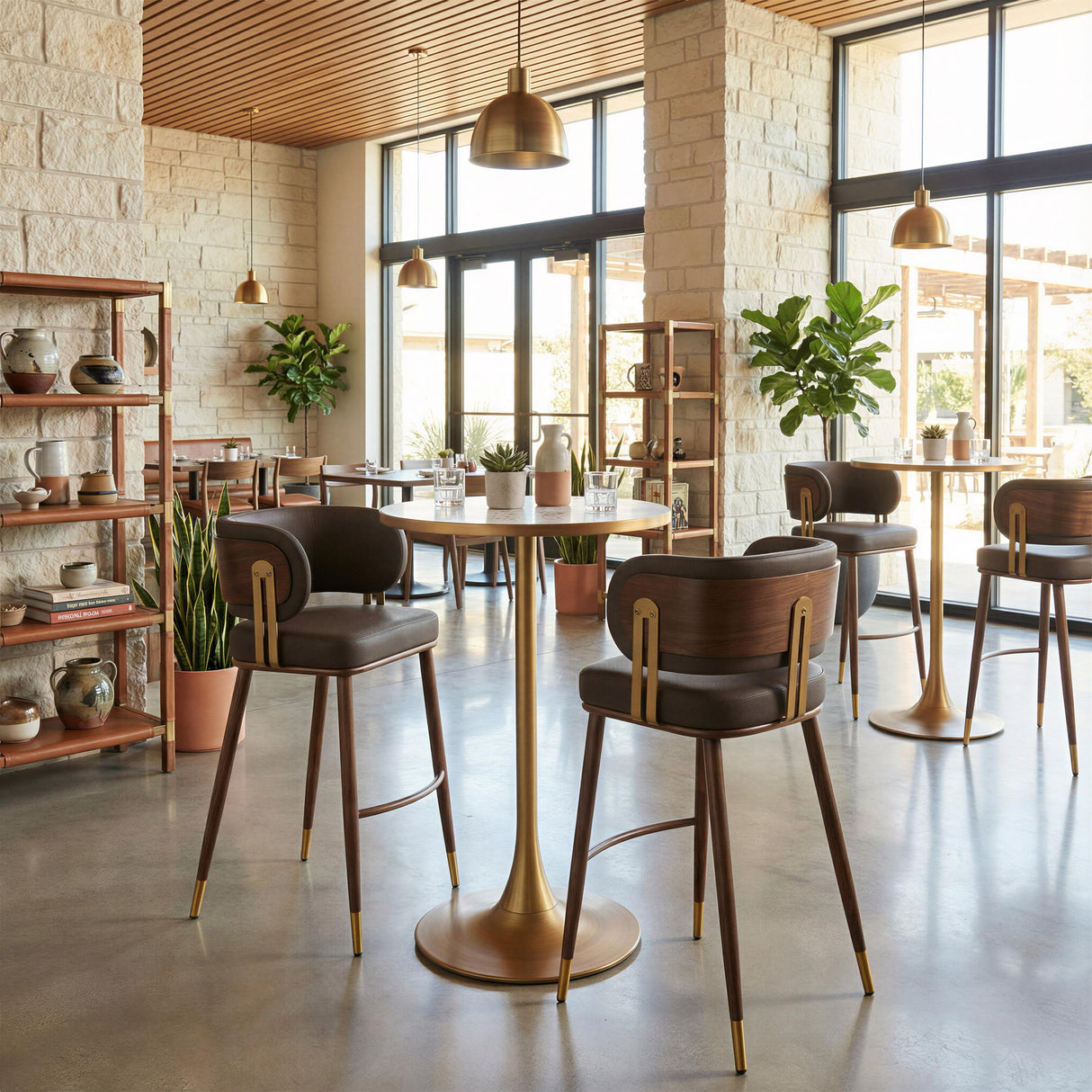 ZUO Brew Barstool Brown & Walnut