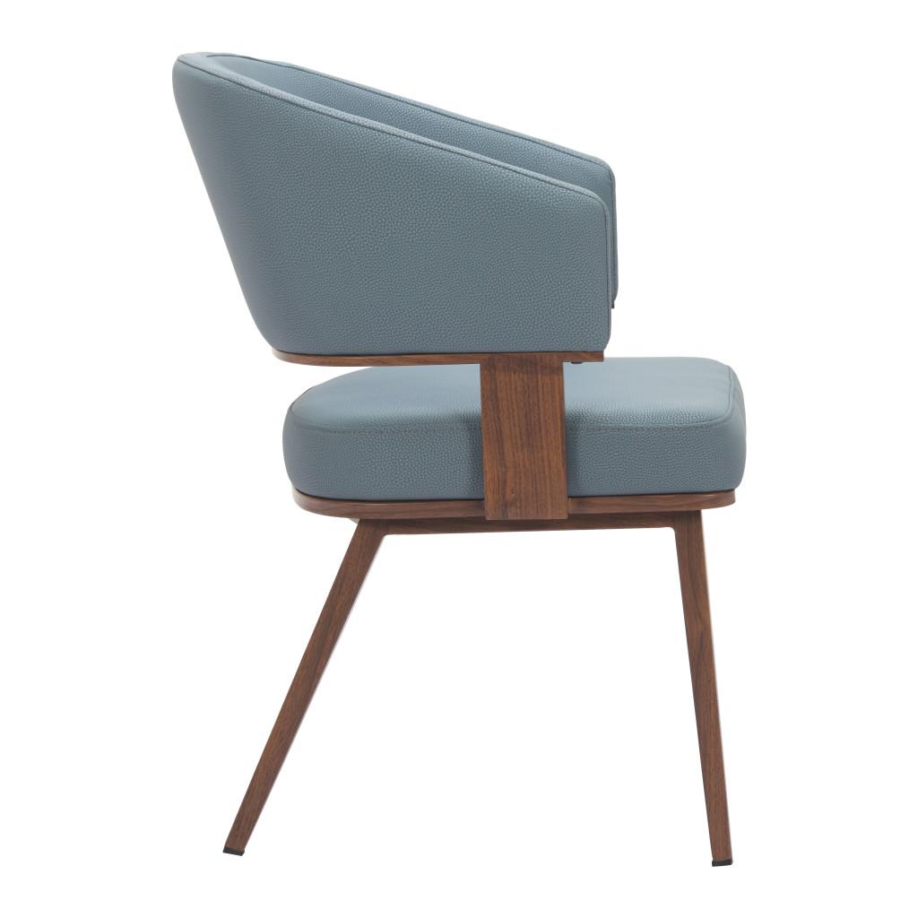 ZUO Poise Dining Chair Azure Gray & Walnut