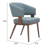 ZUO Poise Dining Chair Azure Gray & Walnut