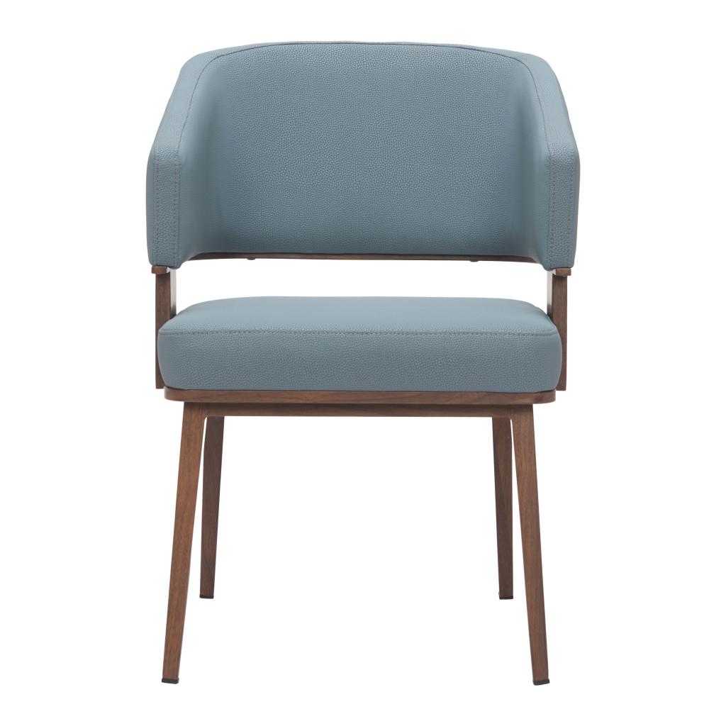 ZUO Poise Dining Chair Azure Gray & Walnut