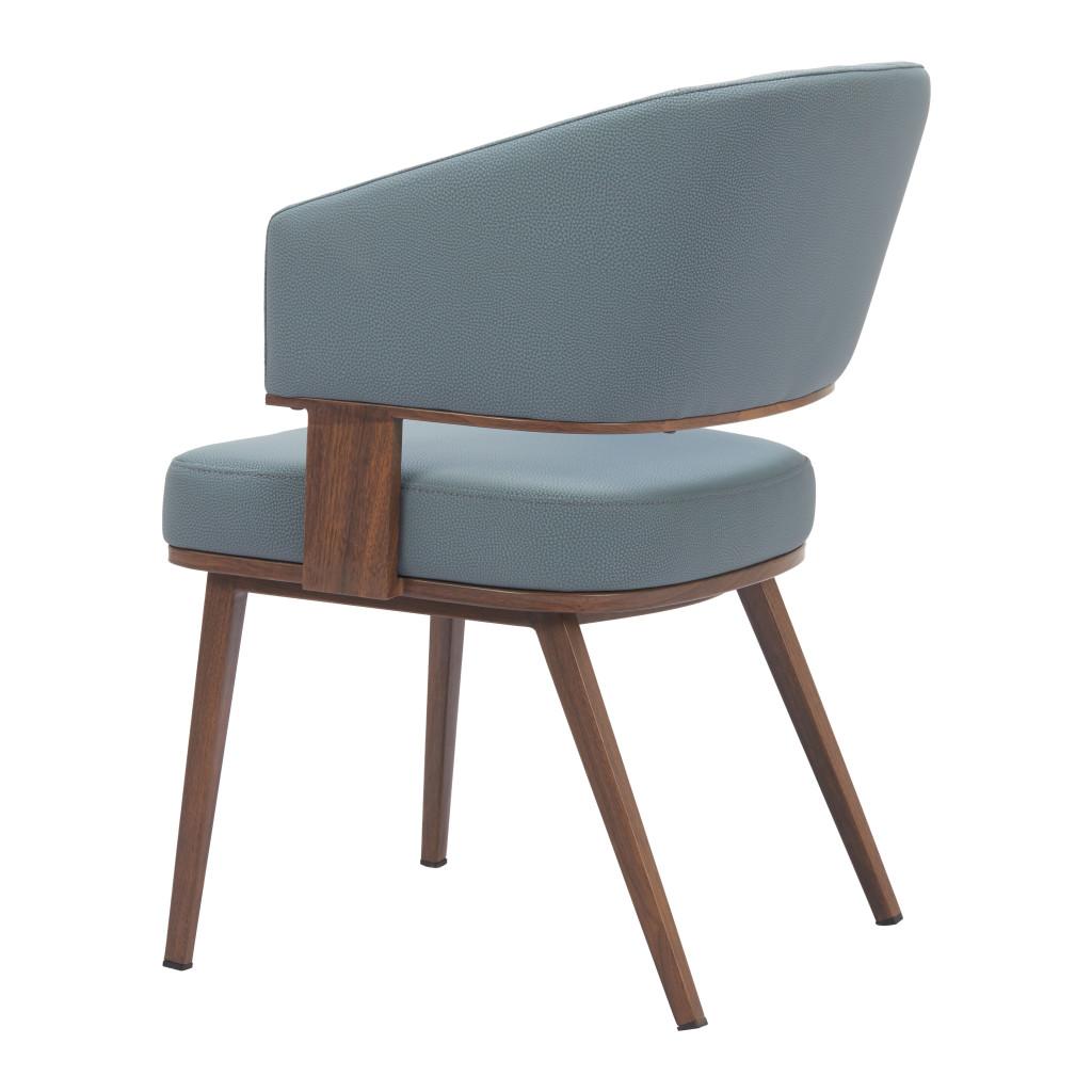 ZUO Poise Dining Chair Azure Gray & Walnut
