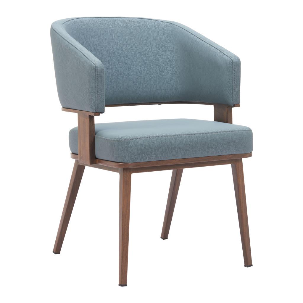 ZUO Poise Dining Chair Azure Gray & Walnut