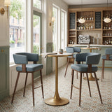 ZUO Poise Barstool Azure Gray & Walnut