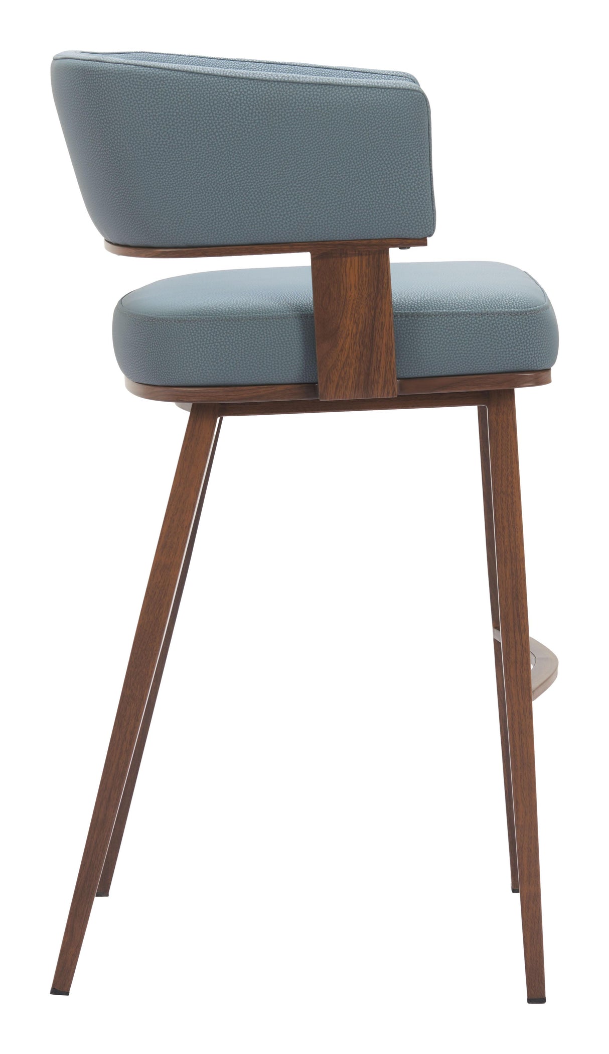 ZUO Poise Barstool Azure Gray & Walnut