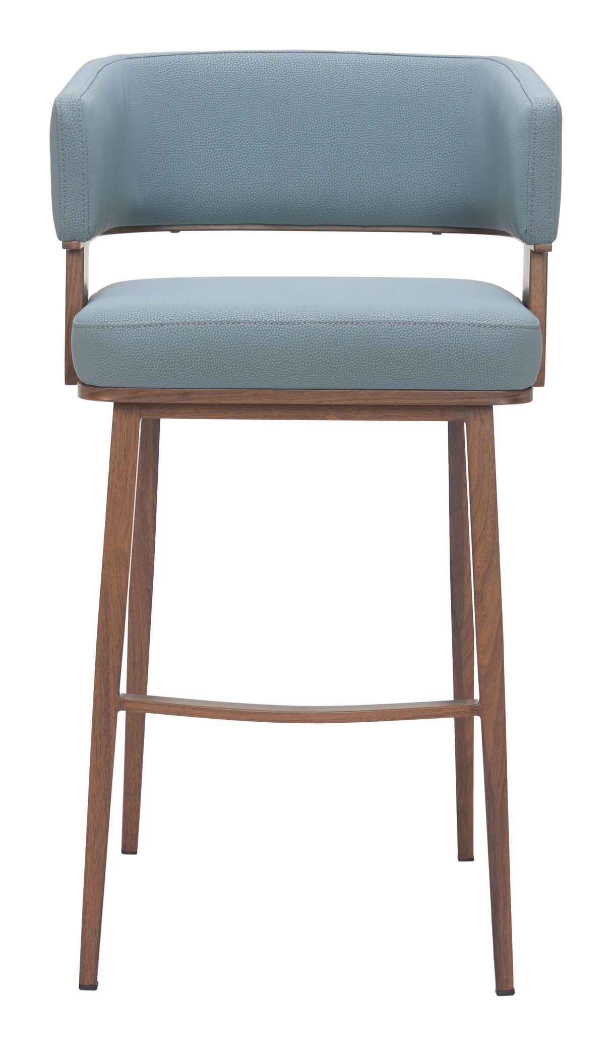 ZUO Poise Barstool Azure Gray & Walnut
