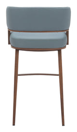 ZUO Poise Barstool Azure Gray & Walnut