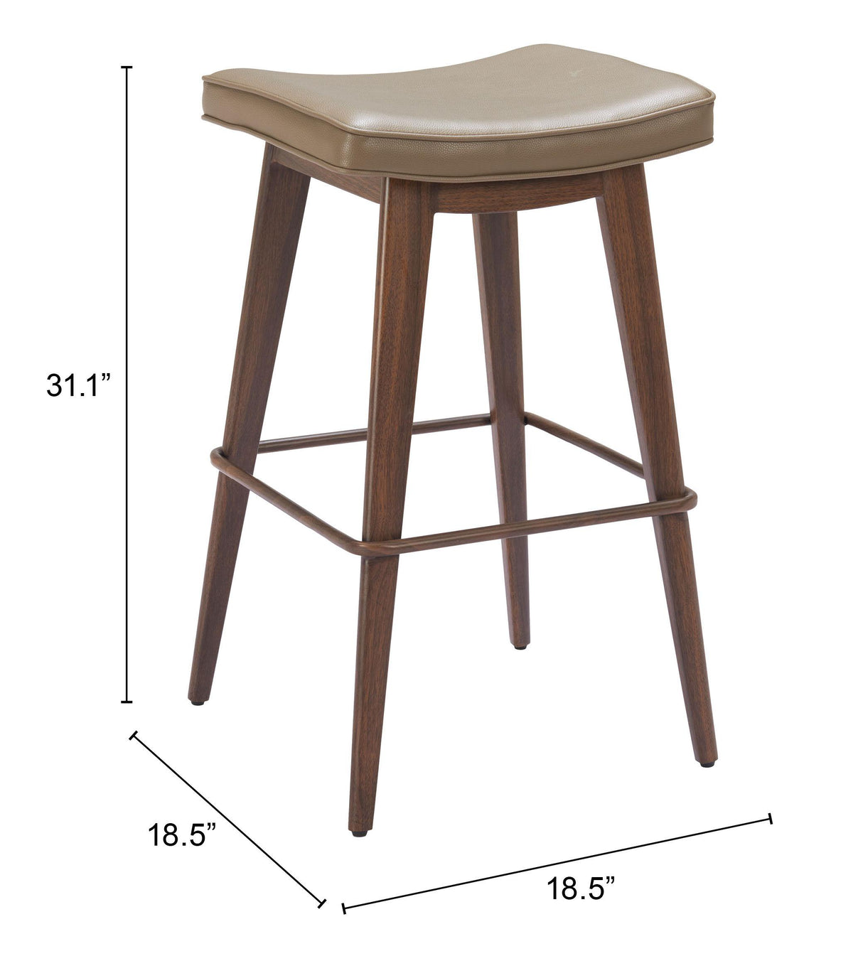 ZUO Divat Barstool (Set of 2) Taupe & Walnut