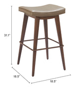 ZUO Divat Barstool (Set of 2) Taupe & Walnut